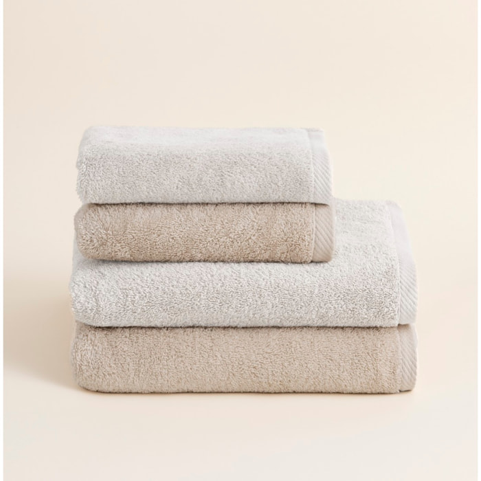 Set 2 toallas ducha + 2 toallas lavabo blanco-natural serenity
