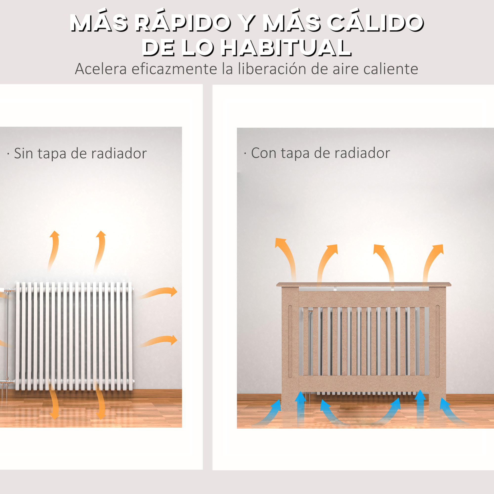 Cubre Radiadores Cubierta de Radiador Moderna Cubreradiador de MDF para Sala de Estar Dormitorio 112x19x81cm Madera Natural