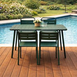 Ensemble table de jardin 120 cm et 4 chaises vert EVORA