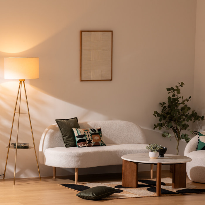 Lampadaire trépied "Arthus" doré H163cm