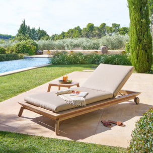 Table basse de jardin rectangulaire "Manissa" effet bois 60 x 55cm en aluminium