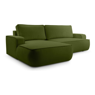 Nessino - canapé d'angle gauche 4 places - convertible avec coffre - en tissu texturé - Vert