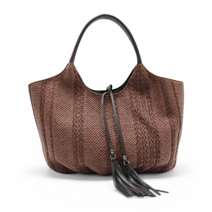 Borsa a spalla Cheval Firenze Zara S/S Testa di Moro (Rafia Scura)