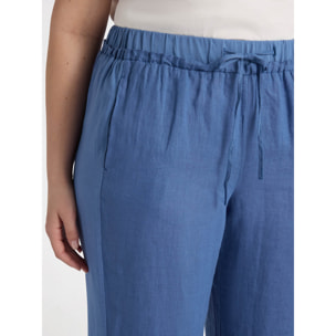 Fiorella Rubino - Pantalón de lino y punto con cordones - Azul