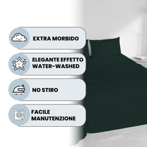 COMPLETO LETTO WATER WASHED, 100% Microfibra, No Stiro - OTTANIO