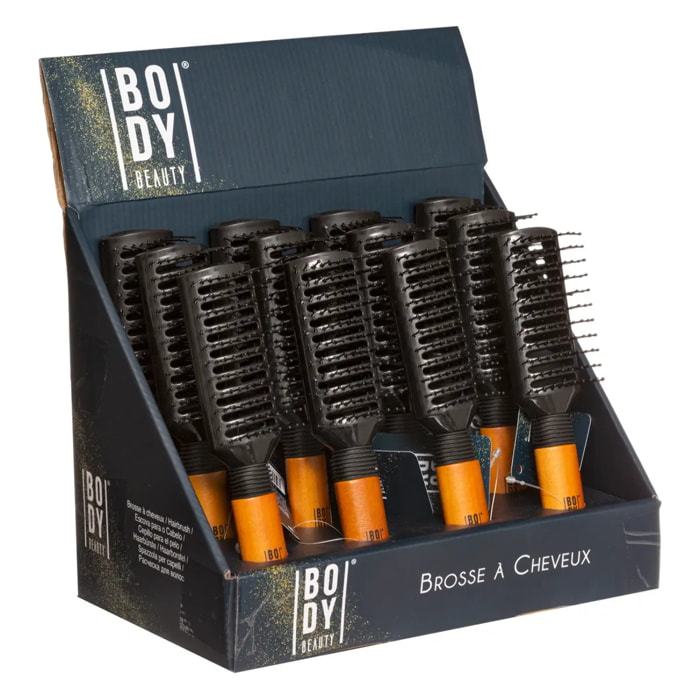 Brosse rectangulaire avec manche display noir en bois