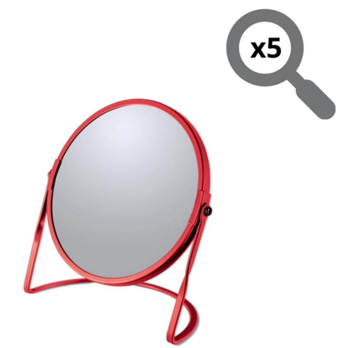 Miroir grossissant sur pied Acier AKIRA Rouge mat Spirella