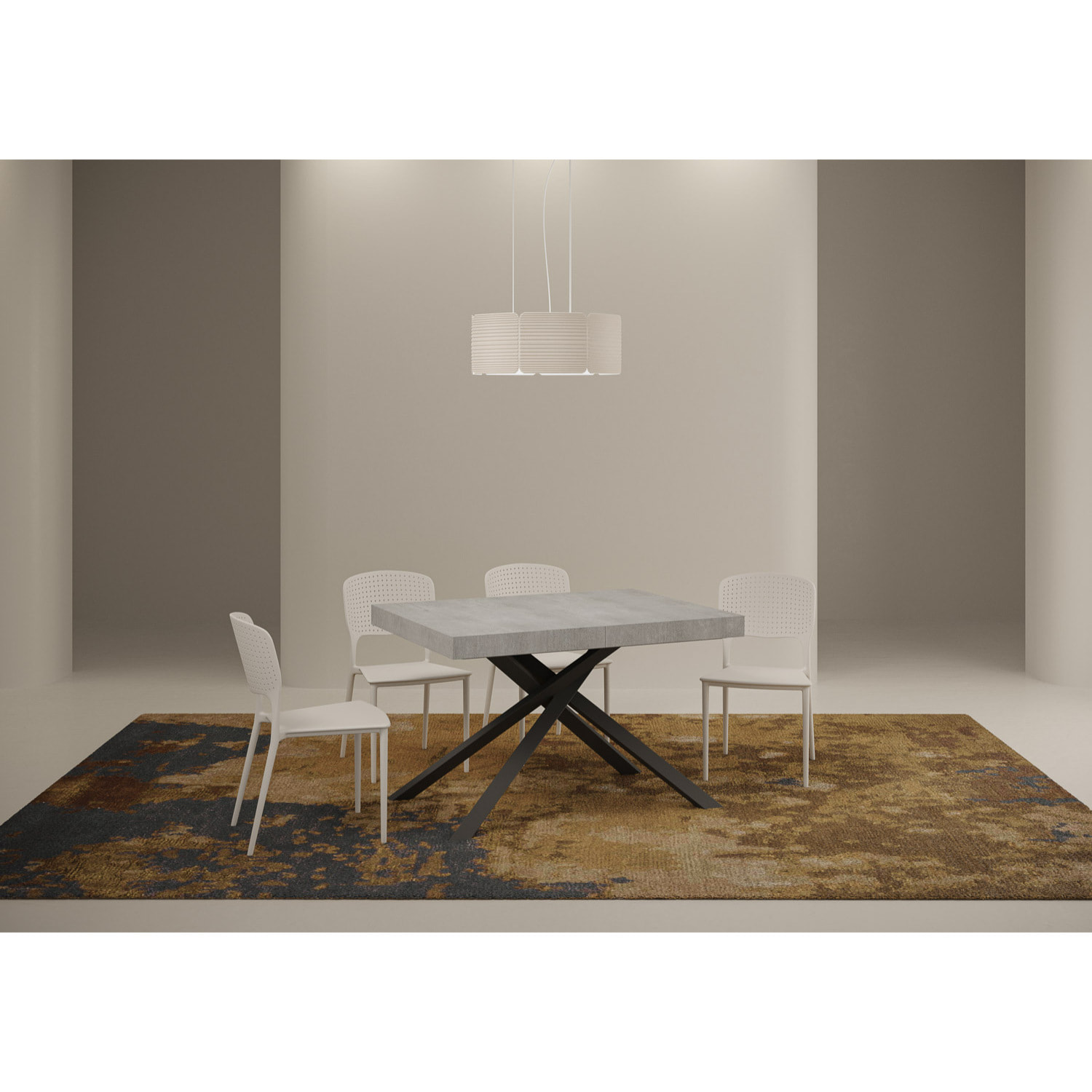 Tavolo allungabile 120X80/204cm Karida Cemento telaio Antracite
