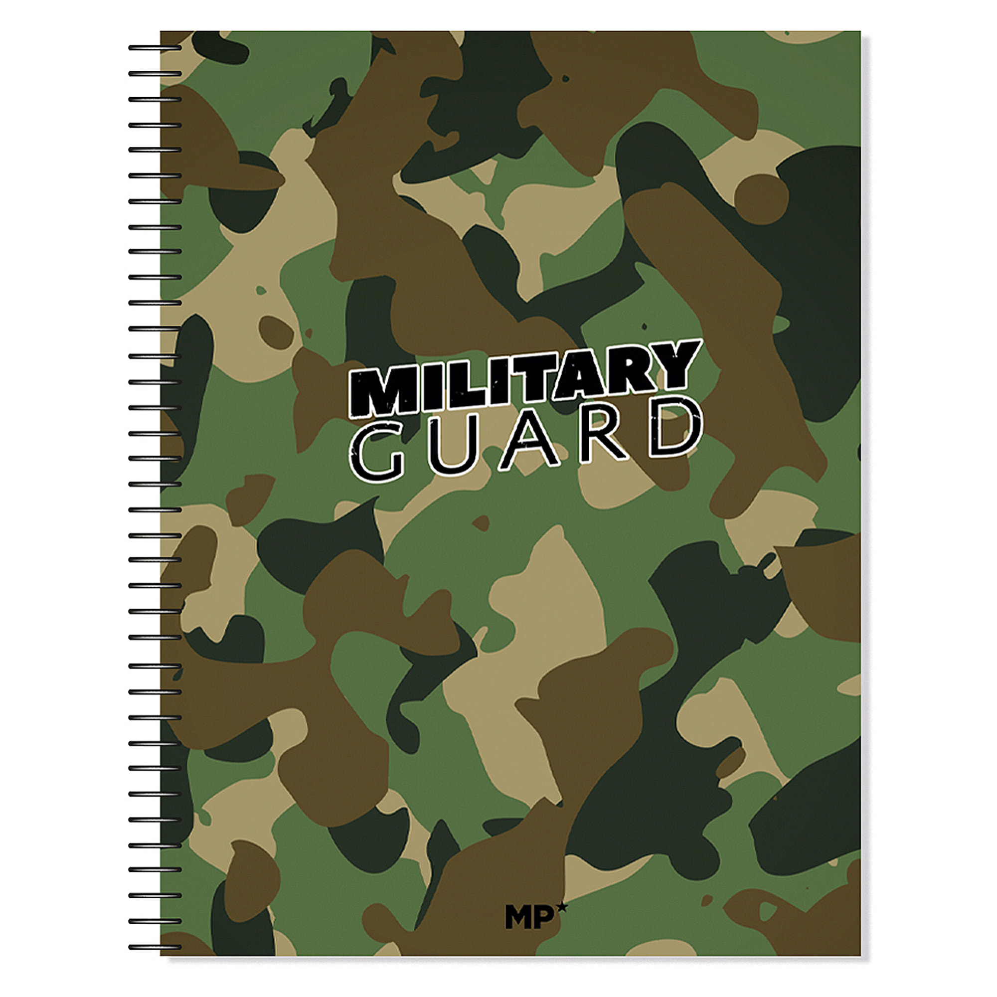 PACK 6 UNIDADES CUADERNO EXTRADURA A4 120 HOJAS CUADRICULA DISEÑO MILITARY GUARD