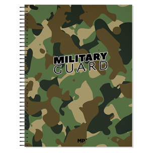 PACK 6 UNIDADES CUADERNO EXTRADURA A4 120 HOJAS CUADRICULA DISEÑO MILITARY GUARD