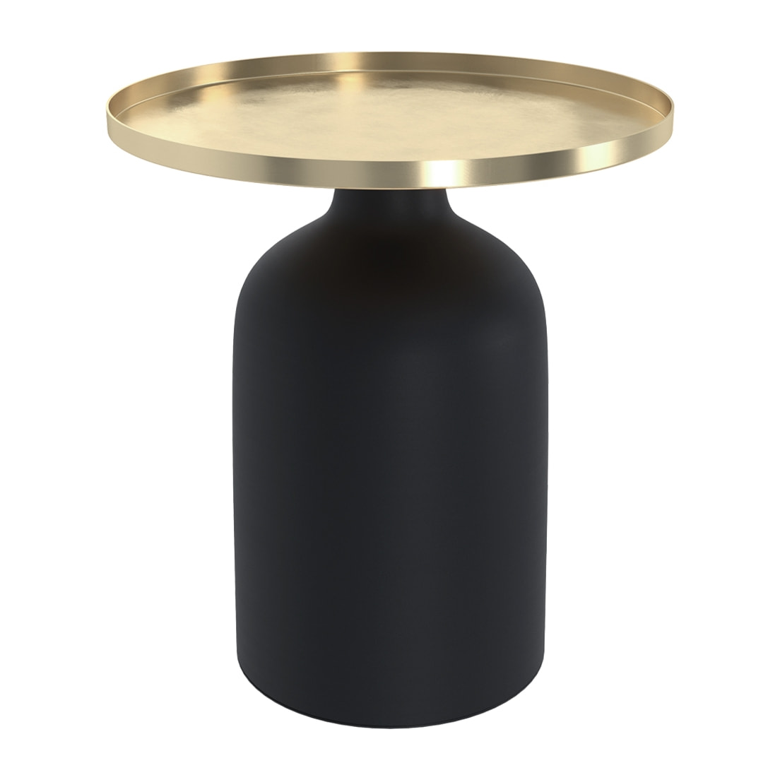 Table d'appoint ronde en métal noir et laiton D45 cm - Lyne