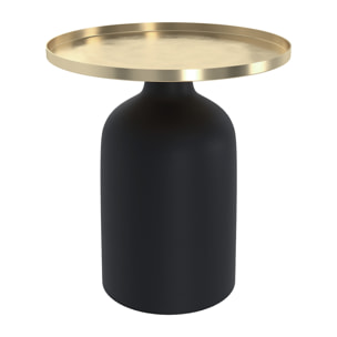 Table d'appoint ronde en métal noir et laiton D45 cm - Lyne