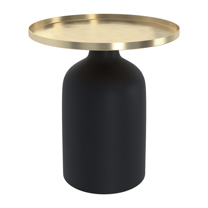 Table d'appoint ronde en métal noir et laiton D45 cm - Lyne