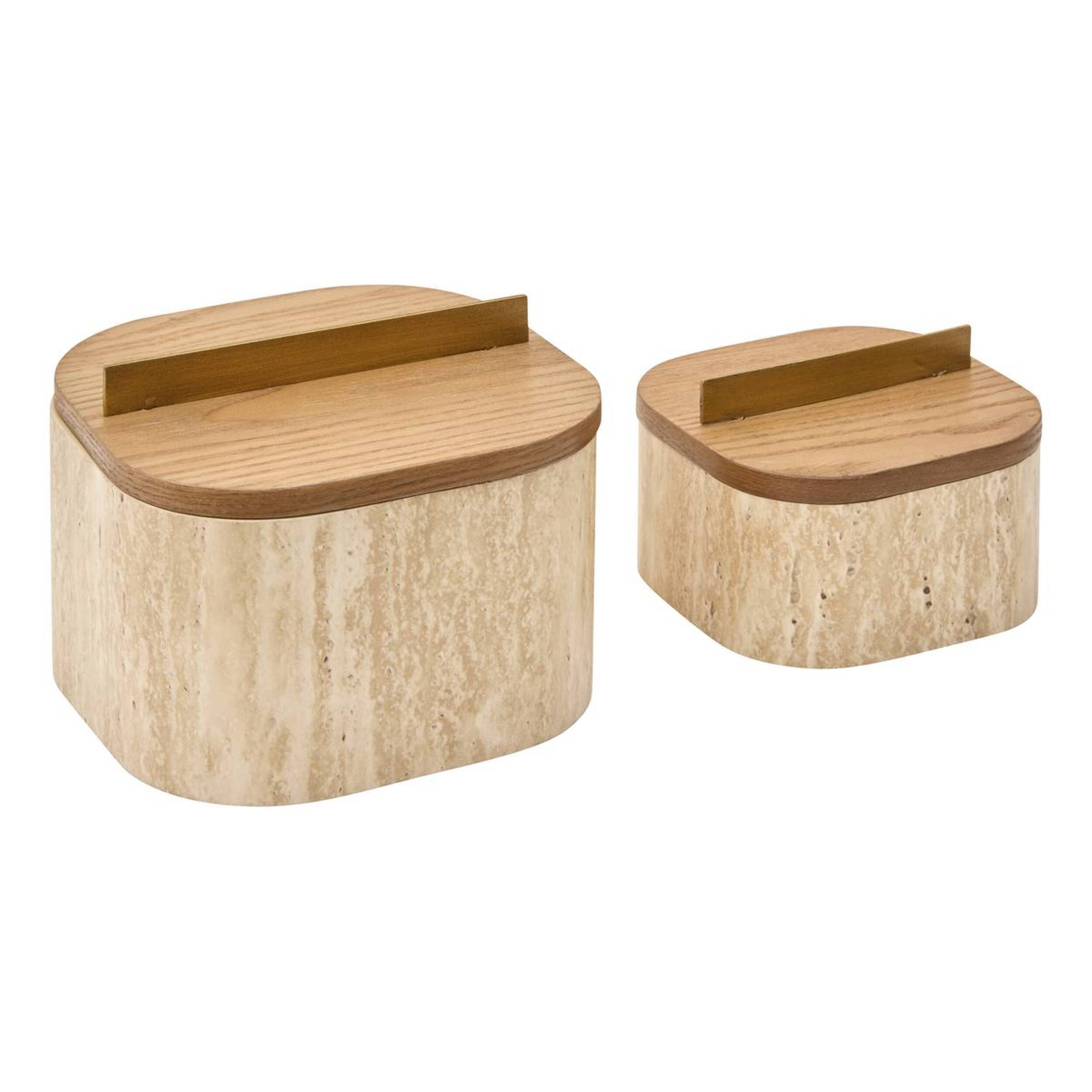 Lot de 2 boîtes déco Anaya L14/18cm beige