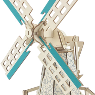 Maqueta 3D de madera. Molino de viento holandés. 77 piezas.