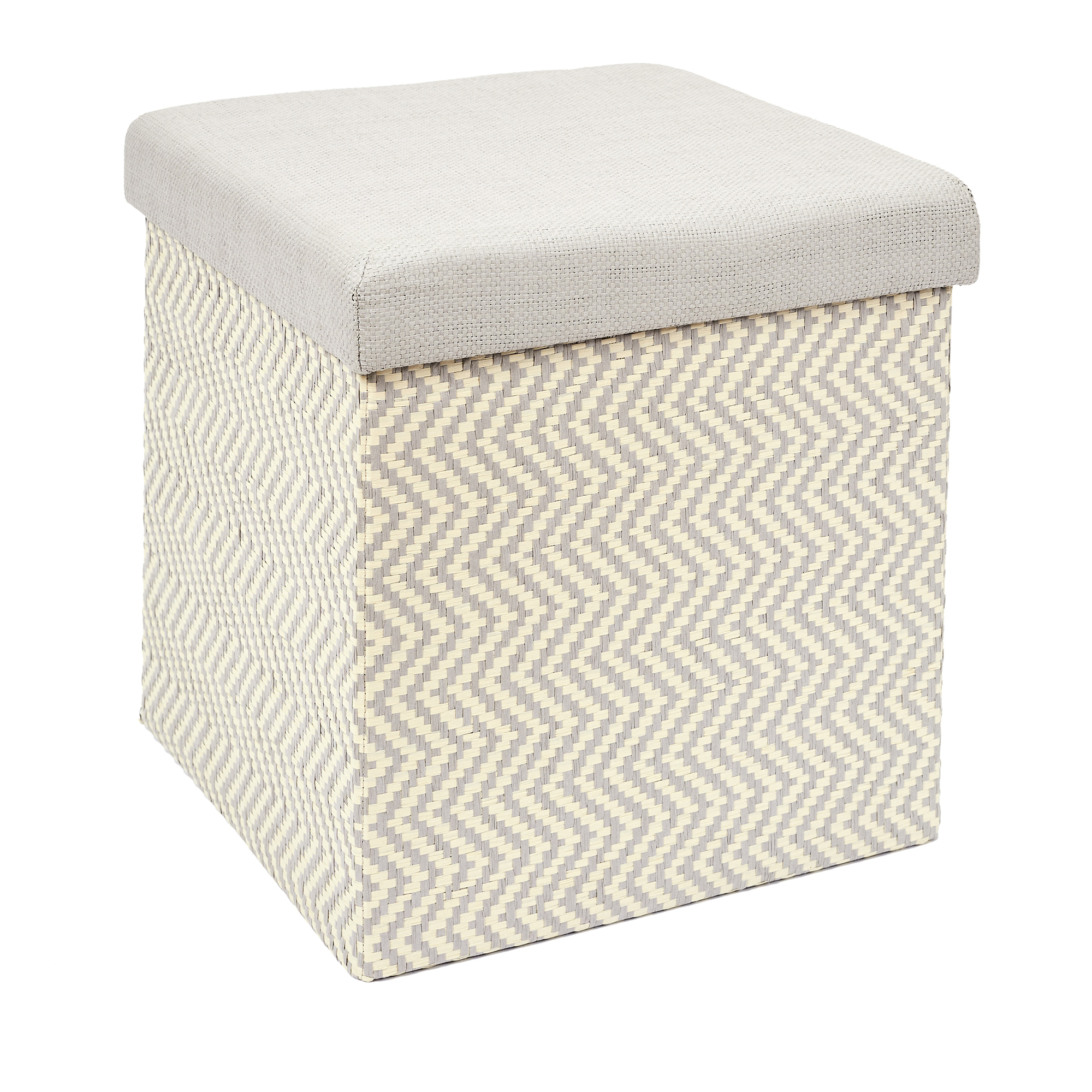 Coffre Pouf Pliable Tresse Gris