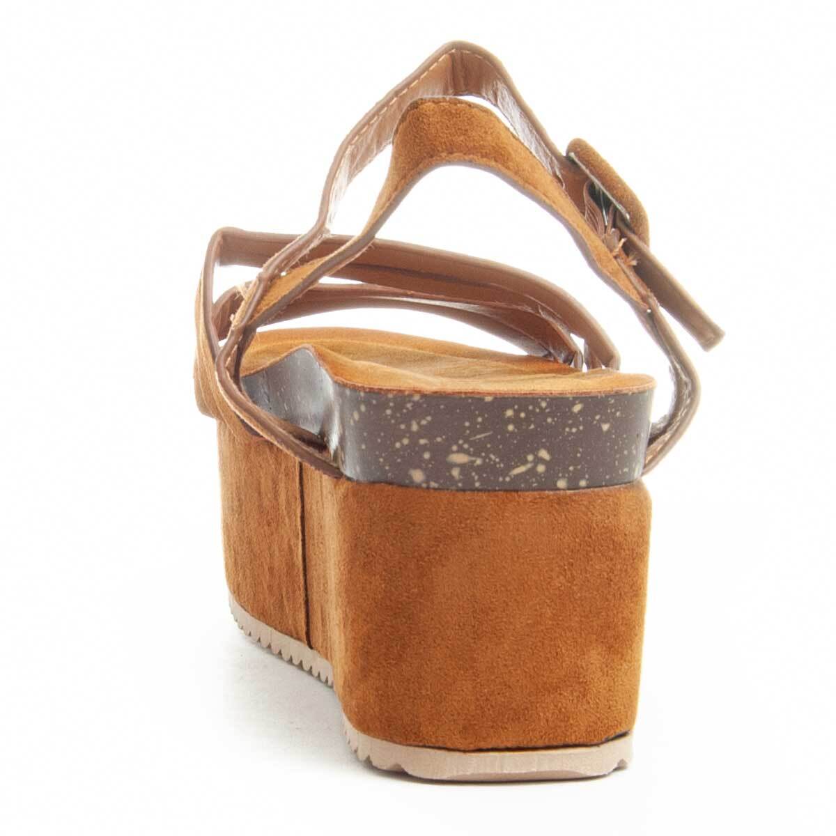 Sandalia de plataforma - Marron - Altura: 10 cm