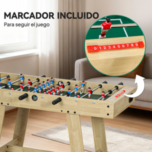 Futbolín para Niños de Madera, Mesa de Futbolín con 2 Marcadores, 8 Asas, 22 Jugadores y Barras Telescópicas, para Niños de +6 Años y Adultos, Familias, Fiestas, 114x78x88 cm, Natural