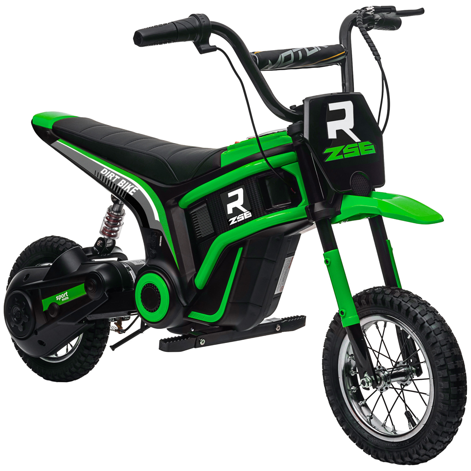 HOMCOM Moto Elettrica per Bambini con Acceleratore Manuale, 2 Velocità 8-16km/h, Età 8-12 Anni, Verde