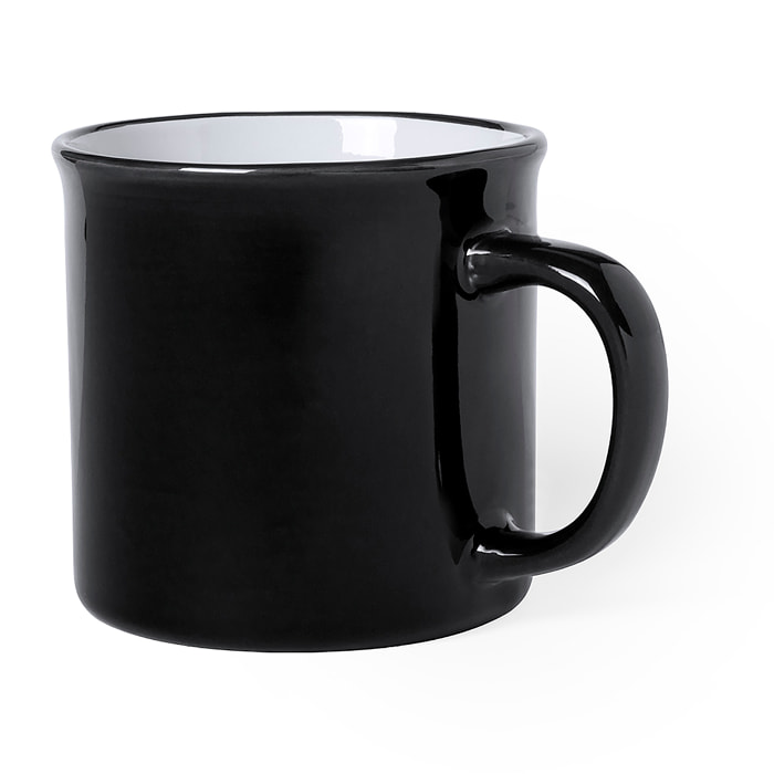 Taza cerámica bordes en negro vintage 300 ml