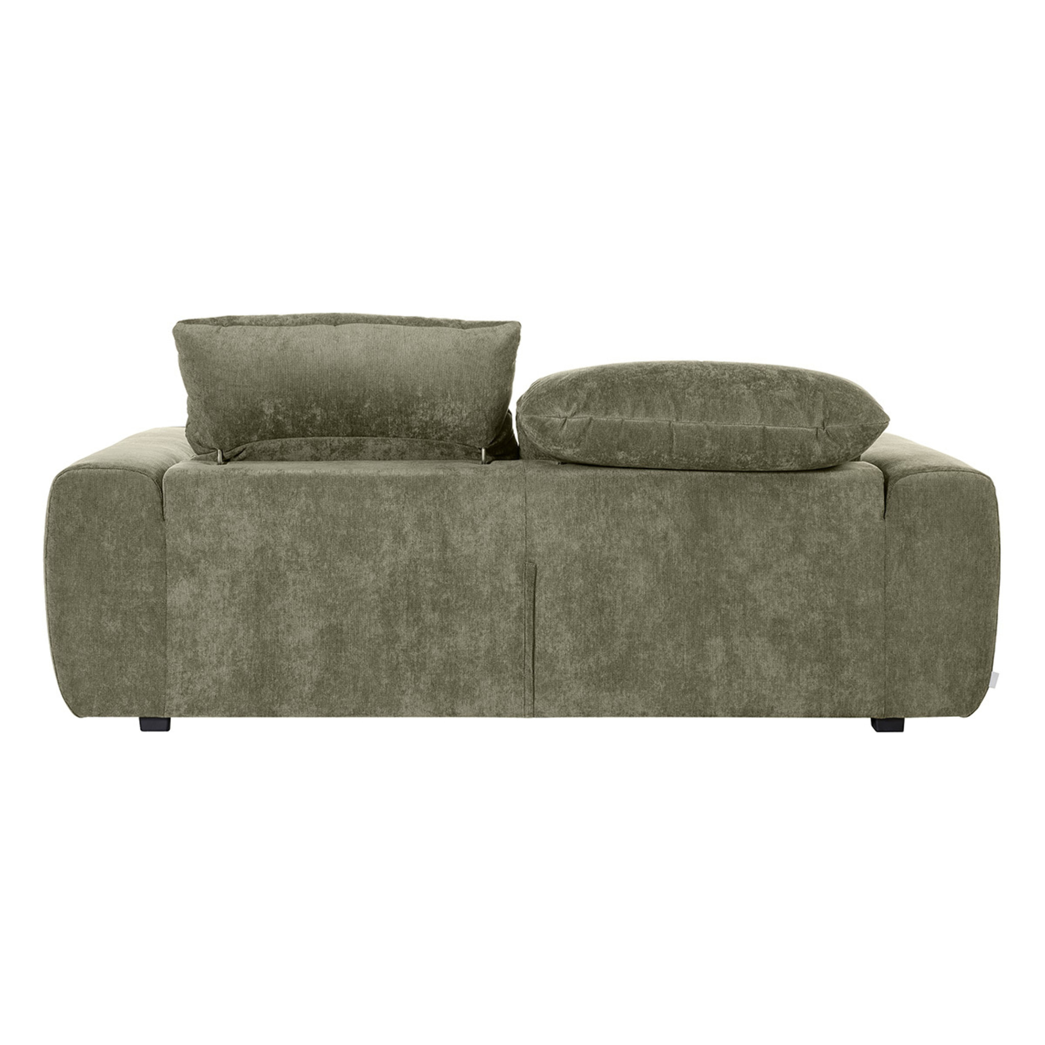 Canapé convertible avec têtières ajustables 3 places en tissu effet velours texturé vert kaki NOAM