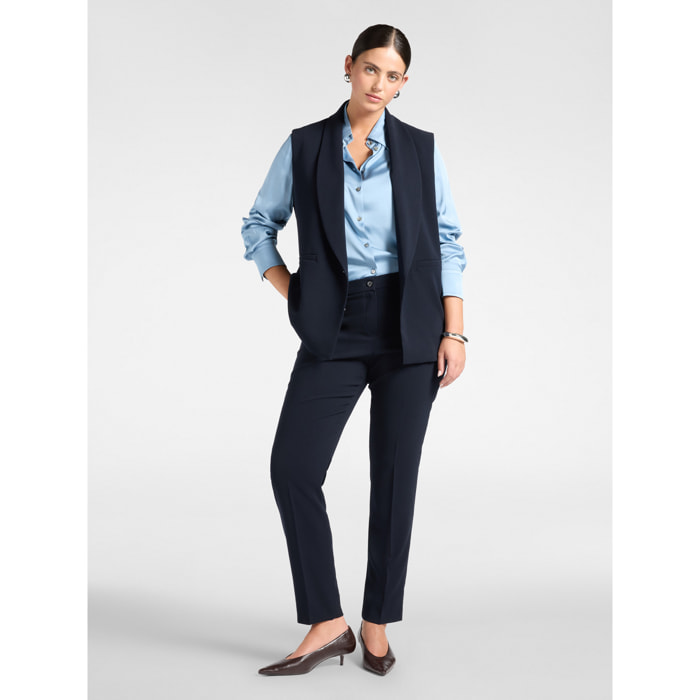 Elena Mirò - Pantaloni slim in crêpe misto cotone - Blu