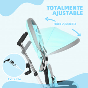 Triciclo para Bebés 6 en 1 Triciclo Evolutivo para Niños de 1-5 Años con Toldo Plegable Mango de Empuje Telescópico Cinturón de Seguridad y Cesto Carga 25 kg Verde Mint