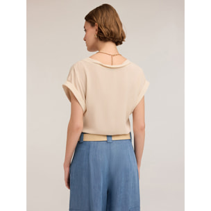 Motivi - Blusa con bordo ritorto - Bianco