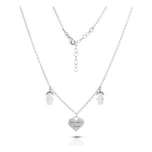 Collana Love Makes a Family Bimba-Cuore-Bimba Argento