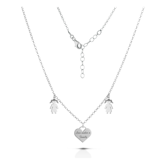 Collana Love Makes a Family Bimba-Cuore-Bimba Argento