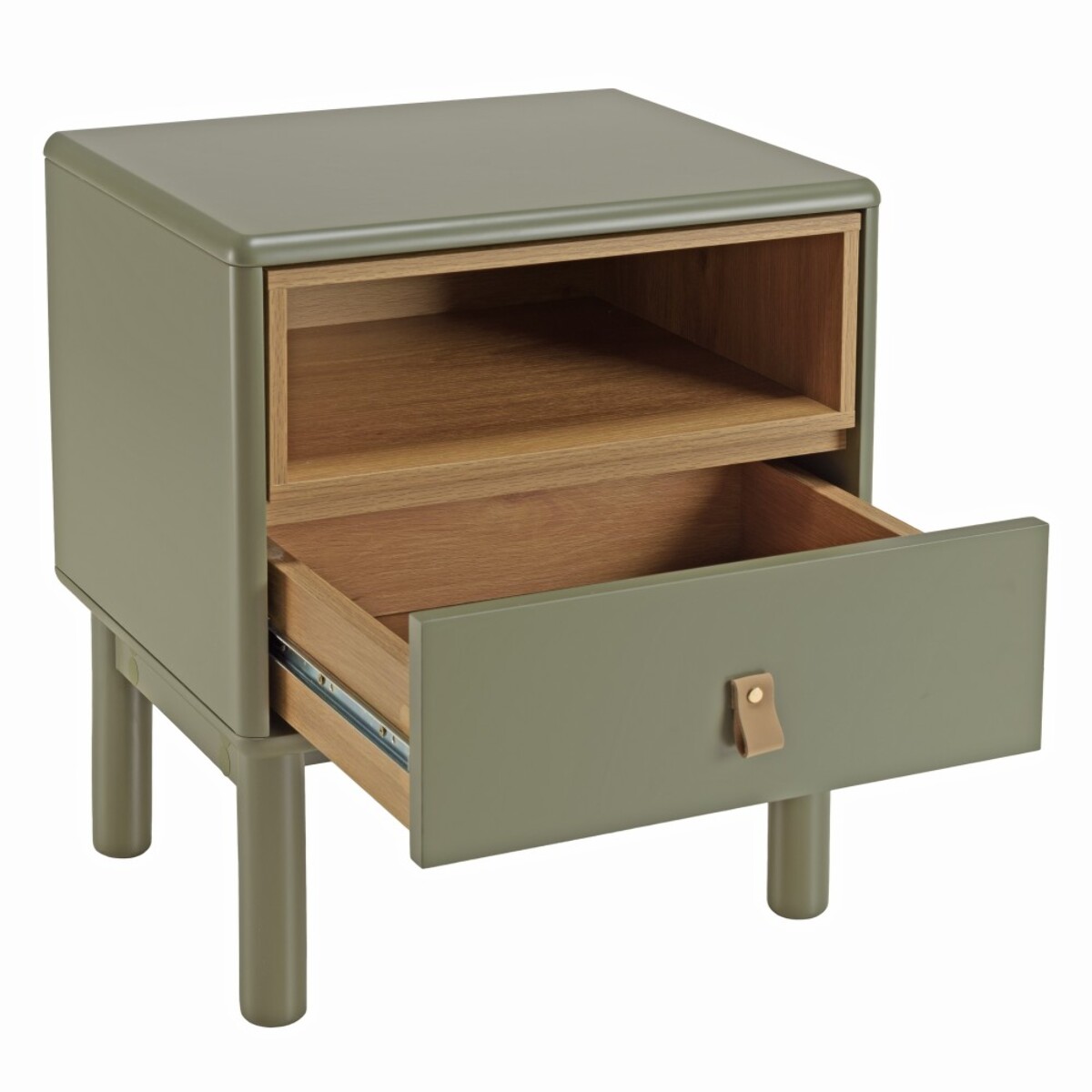 ETHAN - Table de chevet 1 tiroir et 1 niche en bois naturel vert