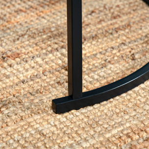 Juego de 2 Mesas Auxiliares Redondas Apilables Mesas Nidos Modernas con Encimera en Efecto de Mármol y Marco de Acero Ø60x46 cm y Ø40x40 cm Negro