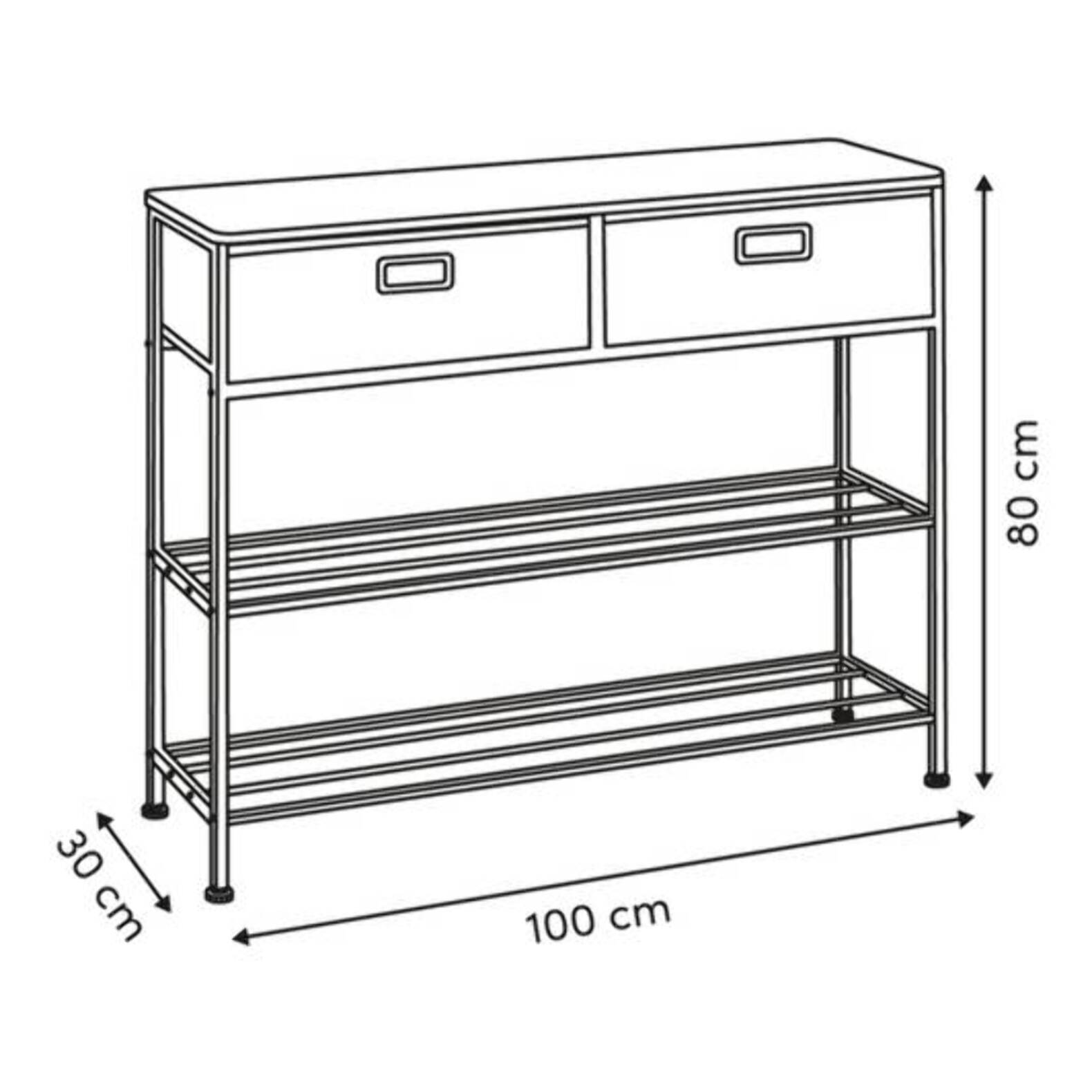 Console 2 tiroirs Tissa avec range-chaussure beige