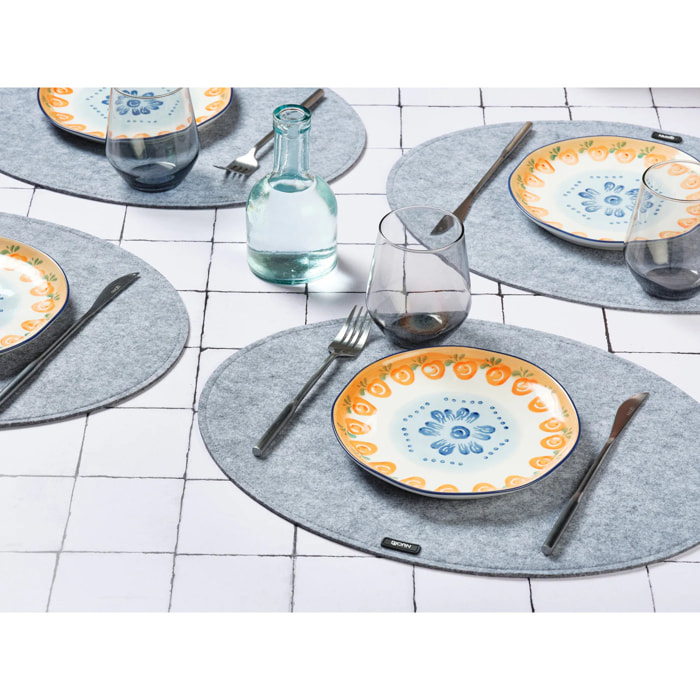 Set de table ovale - 6 pièces - Feutre recyclé gris