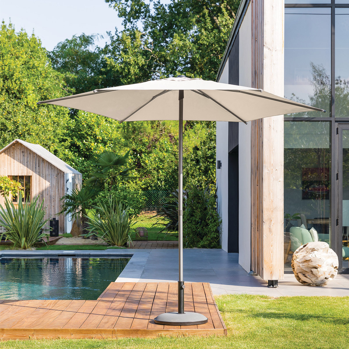 Parasol droit rond inclinable "Soya" blé 2,7m