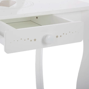 Coiffeuse et tabouret "Demoiselle" enfant blanc L71,5cm