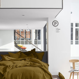 Drap Housse Bonnet 30cm 100% Lin LavÉ Moka