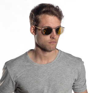 Gafas de sol OCEAN GENOVA - Blanco transparente / Azul cielo degradado y patillas de metal dorado mate
