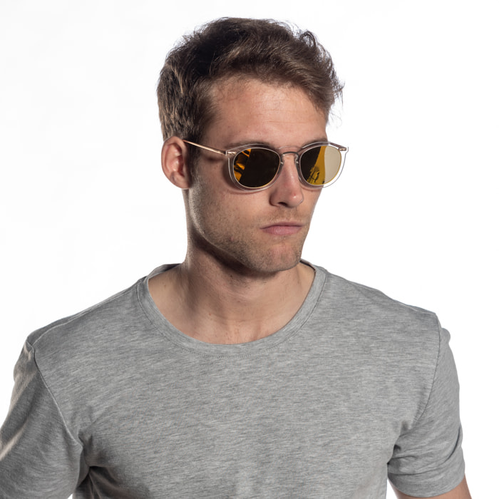 Gafas de sol OCEAN GENOVA - Blanco transparente / Azul cielo degradado y patillas de metal dorado mate