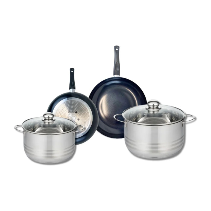 Ensemble de 2 Poêles de cuisson 20 et 24 cm et 2 faitouts 20 et 24 cm Elo Prima Brillant
