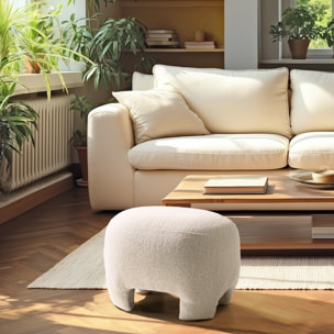 LEOPOLD - Pouf forme design n°1 en tissu petite bouclette beige