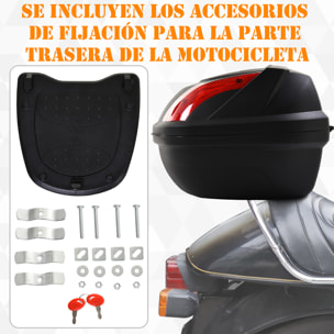 Baúl Moto Capacidad de 48 L Cerradura con Dos Llaves Accesorios 58x44,5x33,5cm