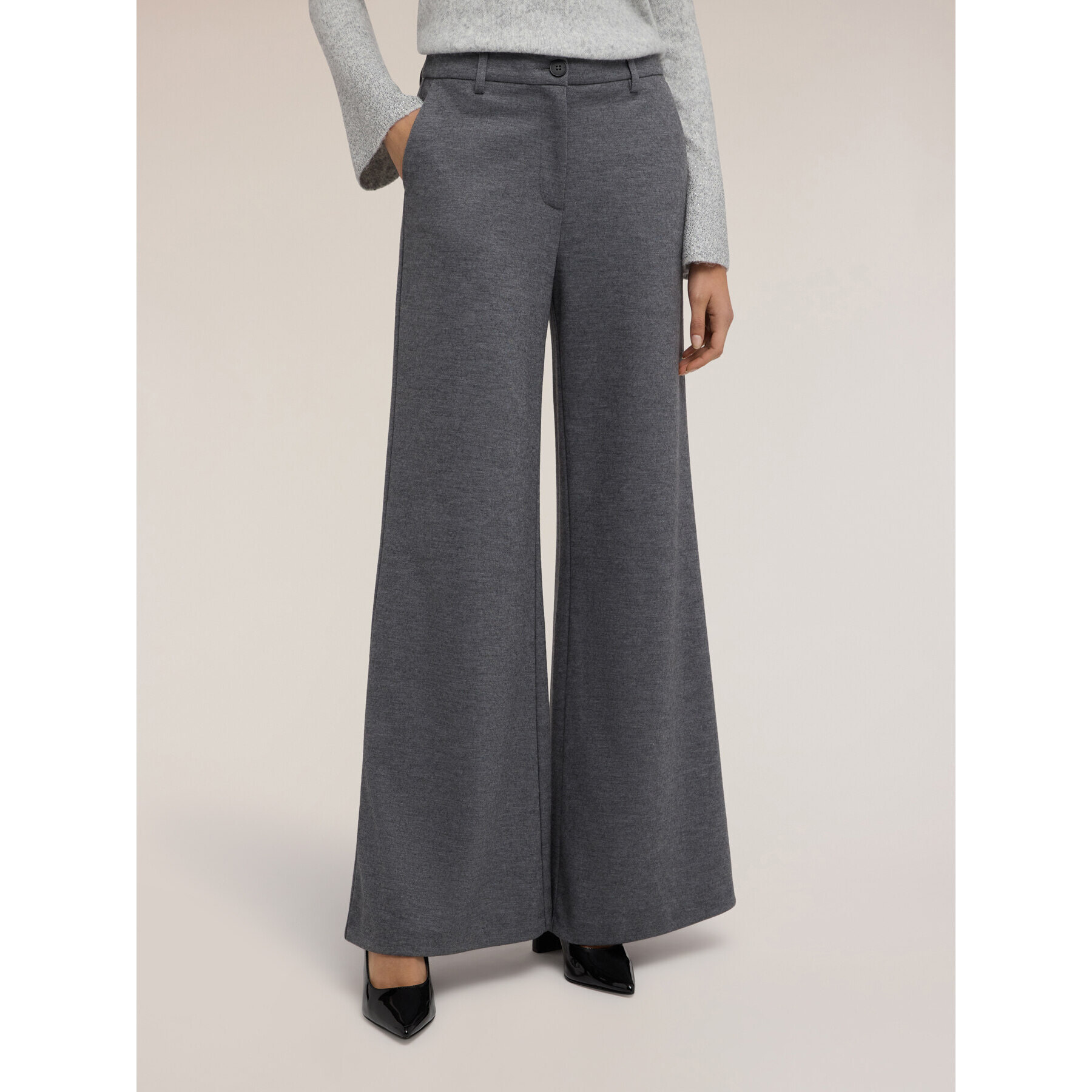 Motivi - Pantalones palazzo en mezcla de lana - Gris