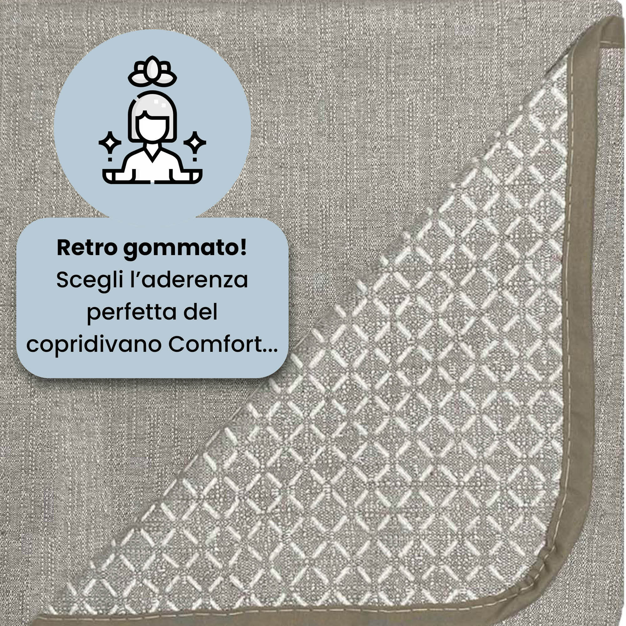 COPRIDIVANO PENISOLA SINISTRA COMFORT, Antiscivolo, Cotone+Microfibra+Fibre Varie, Made in Italy - BEIGE