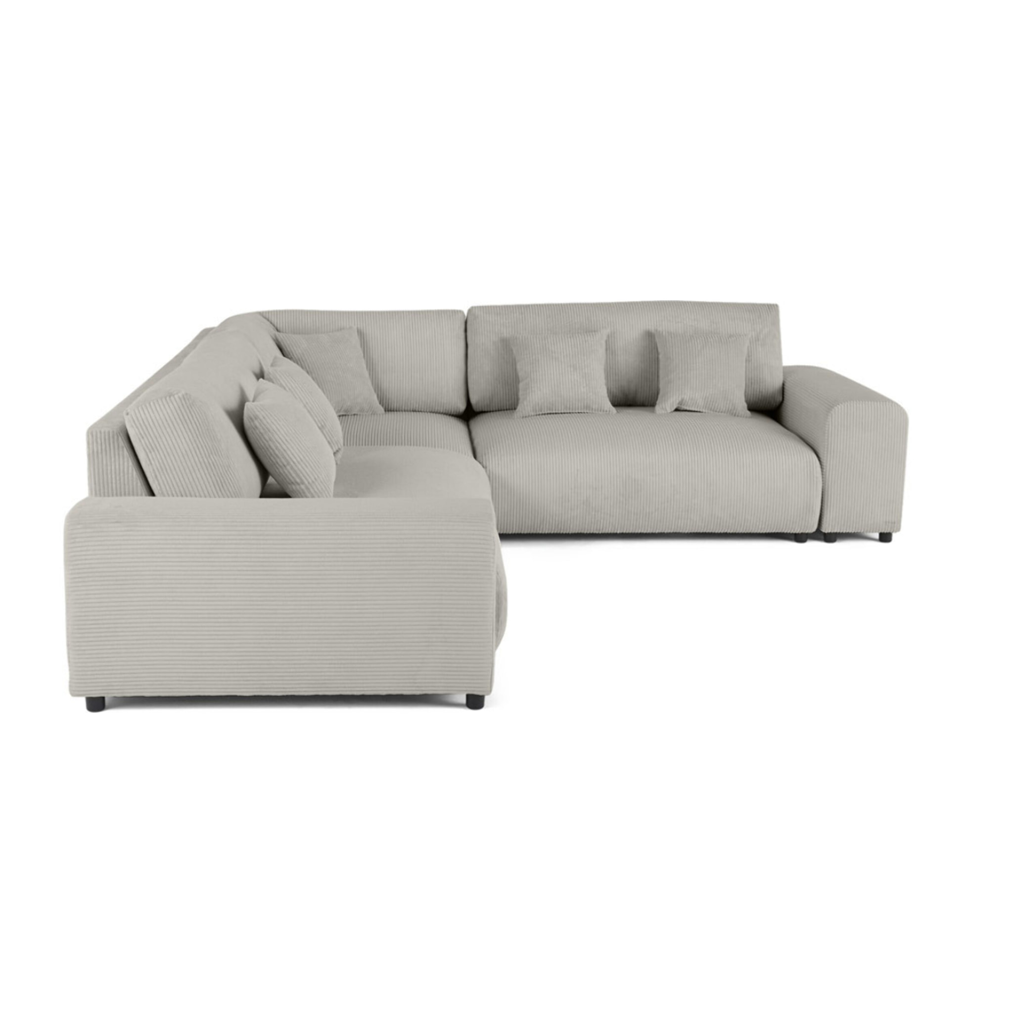 Garance - canapé modulable d'angle droit - 5 places - en velours côtelé - Gris clair