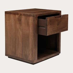 Table de chevet Syra -bois massif de mangue-couleur noyer 50 x 50 x 40 cm