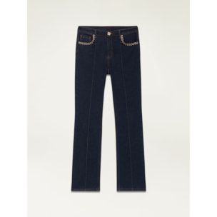 Oltre - Jeans regular con catene gioiello - Blu