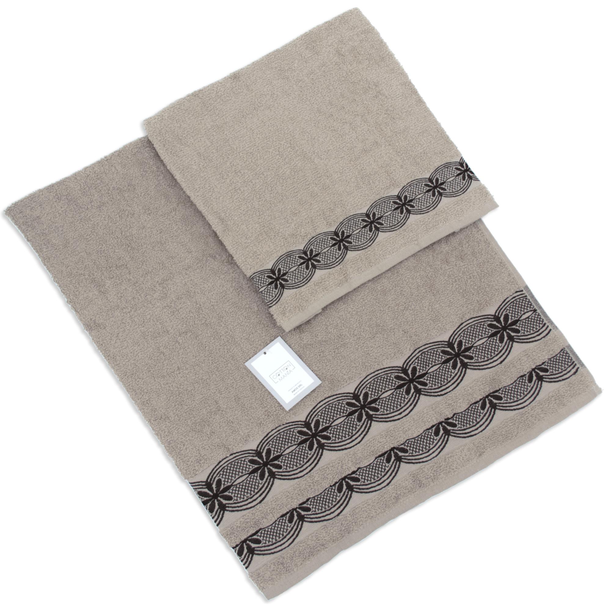 SET ASCIUGAMANI COTTON MANIA - CHAIN - BEIGE SCURO