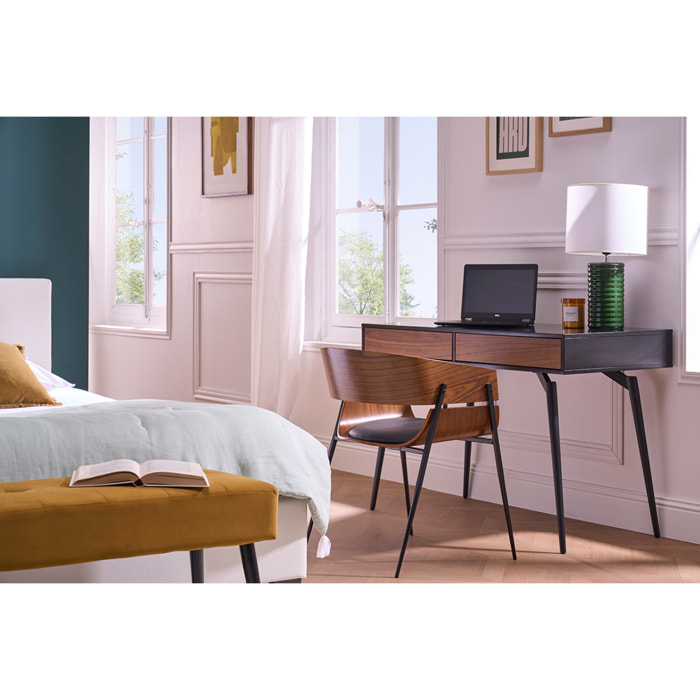 Chaises design bois foncé et métal noir (lot de 2) WESS