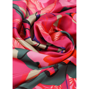 Foulard satinato fiori tropicali